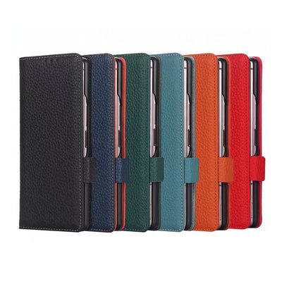 [With Card Slot] Samsung Galaxy Z Fold5 - Genuine Leather Wallet Heavy Duty Business Case - i-Station Mobile Phone & Electronic Device Repair and Accessories