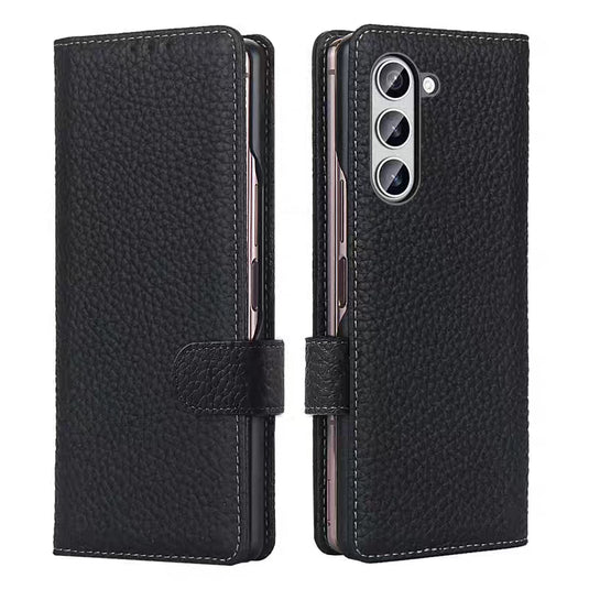 [With Card Slot] Samsung Galaxy Z Fold7 - Genuine Leather Wallet Heavy Duty Business Case