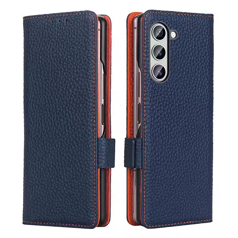 [With Card Slot] Samsung Galaxy Z Fold5 - Genuine Leather Wallet Heavy Duty Business Case - i-Station Mobile Phone & Electronic Device Repair and Accessories