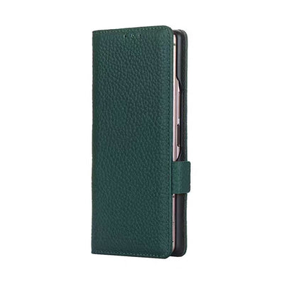 [With Card Slot] Samsung Galaxy Z Fold5 - Genuine Leather Wallet Heavy Duty Business Case - i-Station Mobile Phone & Electronic Device Repair and Accessories