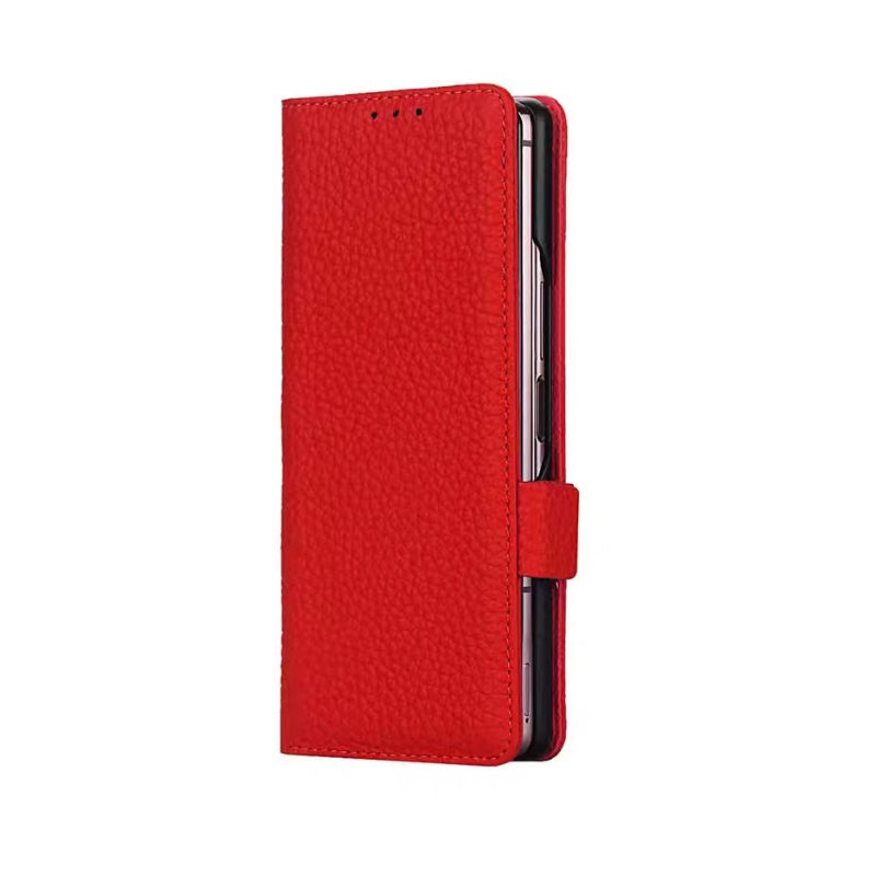 [With Card Slot] Samsung Galaxy Z Fold5 - Genuine Leather Wallet Heavy Duty Business Case - i-Station Mobile Phone & Electronic Device Repair and Accessories