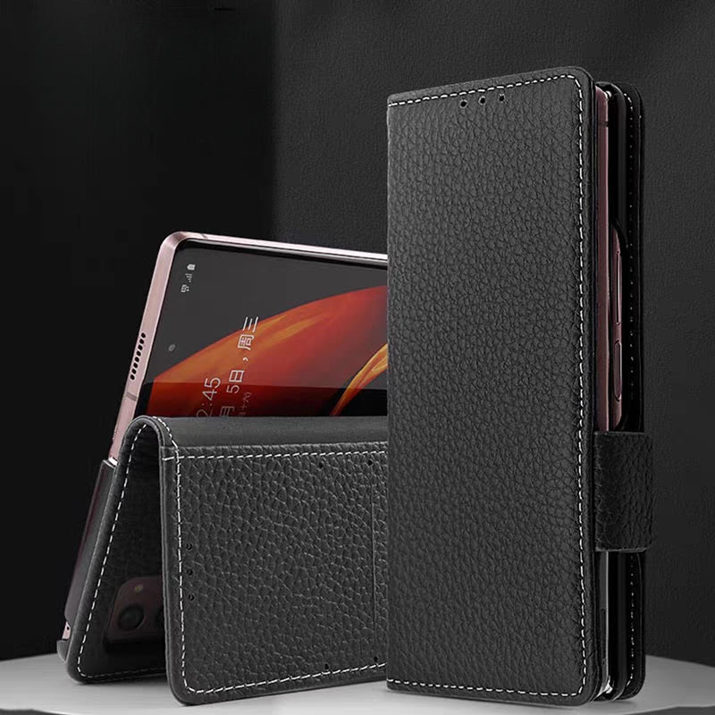 [With Card Slot] Samsung Galaxy Z Fold5 - Genuine Leather Wallet Heavy Duty Business Case - i-Station Mobile Phone & Electronic Device Repair and Accessories