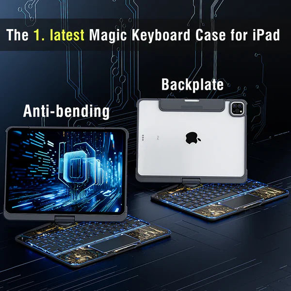 Apple iPad Pro 11" & Air 4/5 10.9" & Air 6 11" - 180 Degree Rotation Magic Cyberpunk Style Transparent Keyboard Case - Polar Tech Australia