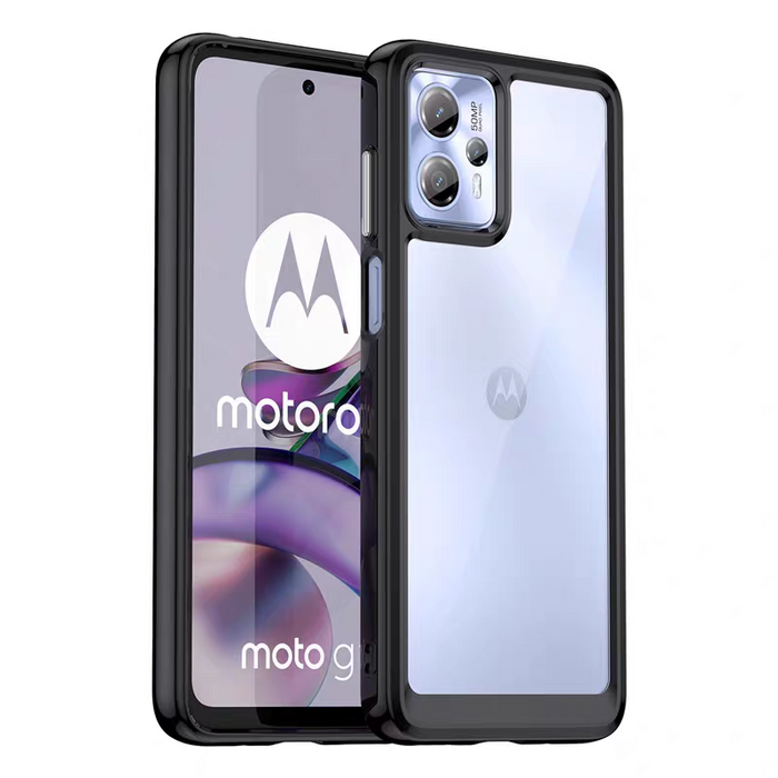 Motorola Moto G84 5G - Black Transparent Heavy Duty Drop Proof Case