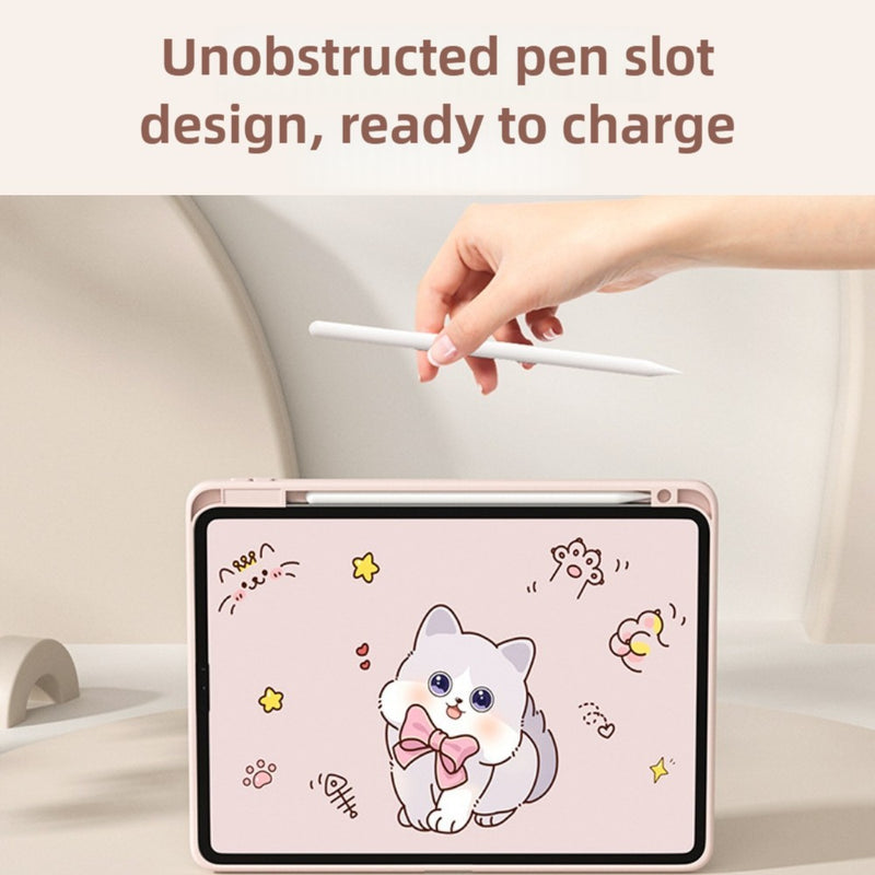 Load image into Gallery viewer, [With Pen Slot] Apple iPad 9.7&quot; 5th/6th Gen (2017/2018) - Cartoon Free Rotation Magnetic Adsorption Case With Backlight and Touchpad Keyboard
