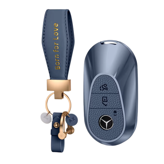 Mercedes Benz Aluminum Alloy Leather Car Key Fob Case Cover For Benz A, C, E, S, G-Class, GLA, GLB, GLC, GLE, GLS, CLA, CLS, EQC