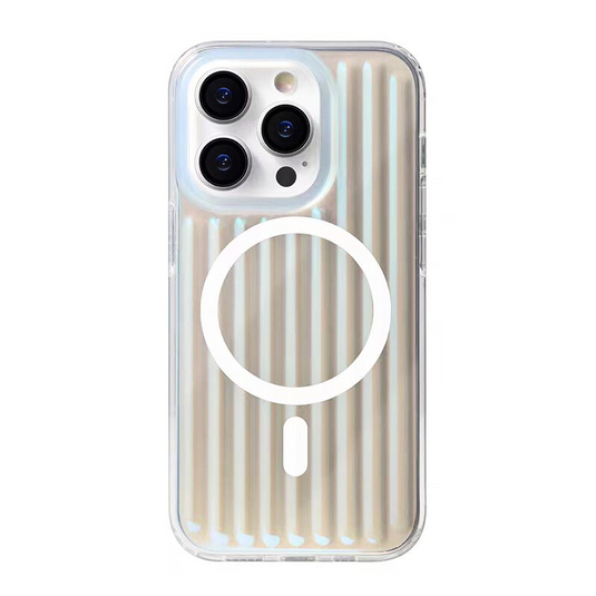 [MagSafe Compatible] Apple iPhone 15/Pro/Pro Max Colorful Striped Magnetic Shockproof Essentials Series Case