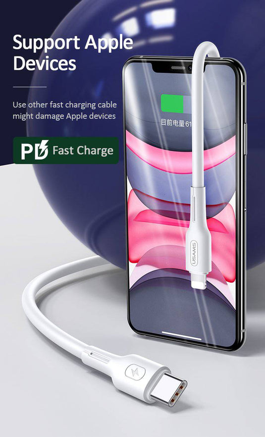 US-SJ406 U43 Type-C TO Lightning PD Fast Charging & Data Cable - Polar Tech Australia