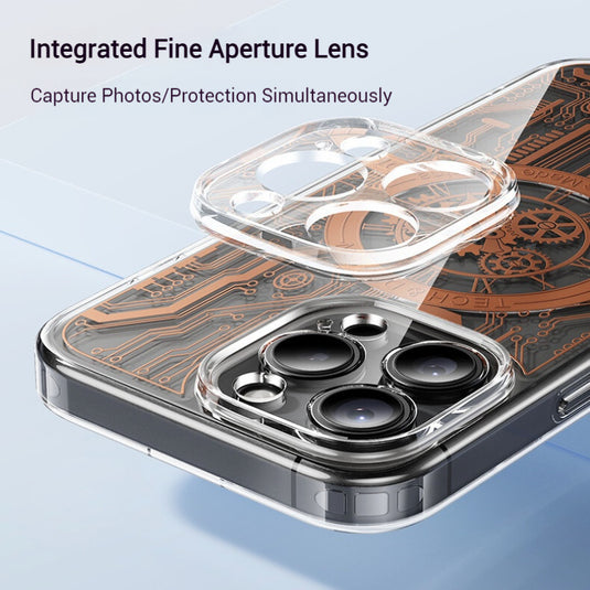 [Magsafe Compatible] Apple iPhone 16/Pro/Pro Max/Plus Transparent Punk-Style Shockproof Case with Mechanical Watch Design