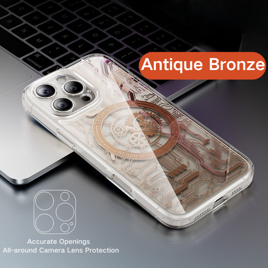 [Magsafe Compatible] Apple iPhone 16/Pro/Pro Max/Plus Transparent Punk-Style Shockproof Case with Mechanical Watch Design