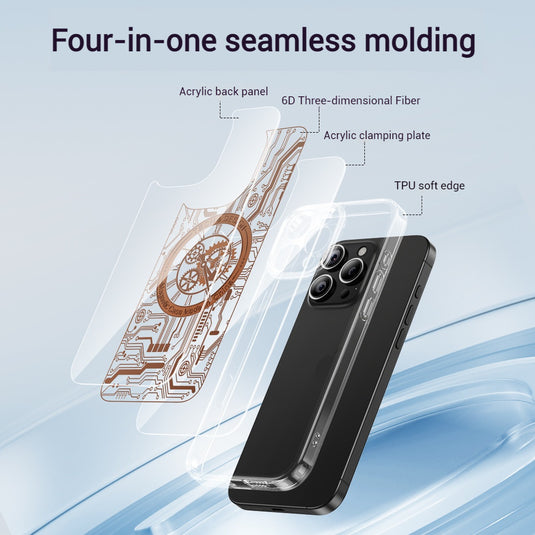 [Magsafe Compatible] Apple iPhone 16/Pro/Pro Max/Plus Transparent Punk-Style Shockproof Case with Mechanical Watch Design