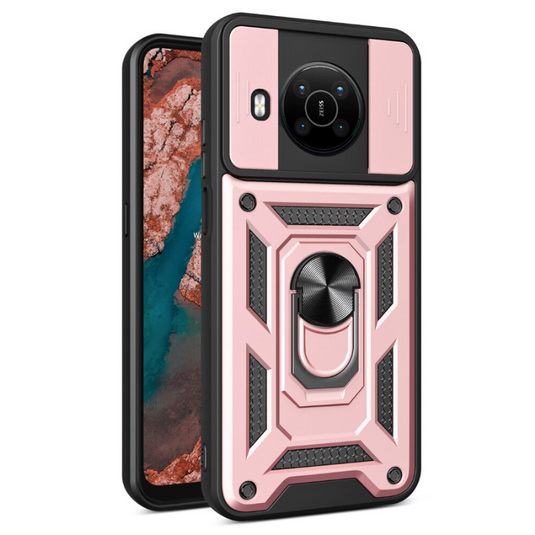 Nokia G10/G20 - Multifunction Sliding Window Heavy Duty Series Case With Finger Ring Stand