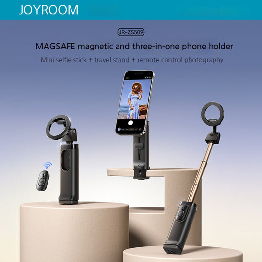 JOYROOM 3-in-1 Mini Portable Magnetic Travel Phone Stand with Wireless Bluetooth Remote