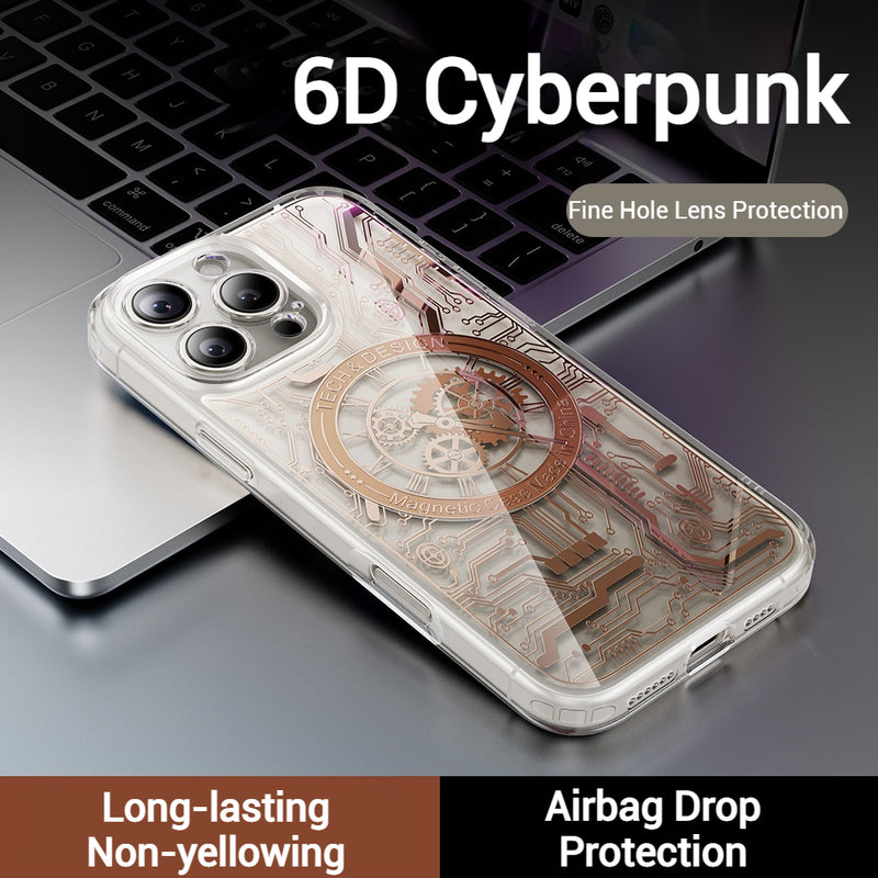 Load image into Gallery viewer, [Magsafe Compatible] Apple iPhone 16/Pro/Pro Max/Plus Transparent Punk-Style Shockproof Case with Mechanical Watch Design
