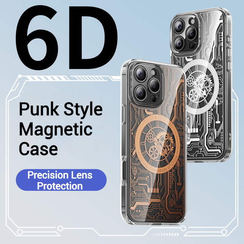 Load image into Gallery viewer, [Magsafe Compatible] Apple iPhone 16/Pro/Pro Max/Plus Transparent Punk-Style Shockproof Case with Mechanical Watch Design
