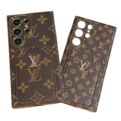 [With Card Slot] Samsung Galaxy S24/Plus/Ultra - Electroplated Frame Logo Large Flower Silicone  Fashion-Forward Series Case