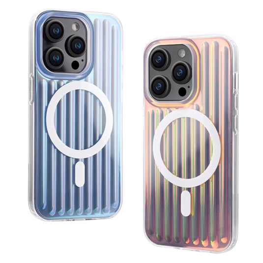 [MagSafe Compatible] Apple iPhone 15/Pro/Pro Max Colorful Striped Magnetic Shockproof Essentials Series Case