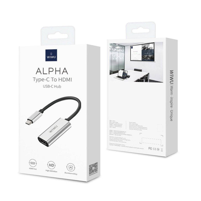 [Clearance] WIWU ALPHA Type-C to HDMI Adapter USB-C HUB Aluminum Alloy Connector Cable (Length 1.1M)