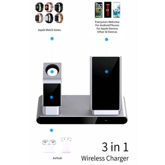 WIWU Aluminum Alloy Power Air 3 in 1 Fast Wireless Charging Station (MF500) - Polar Tech Australia