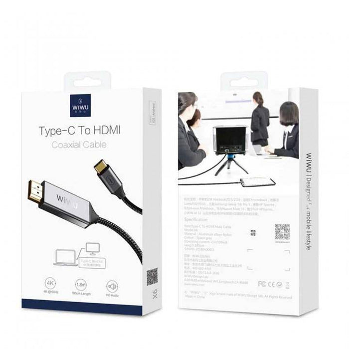 [Clearance] WIWU X9 USB-C/Type-C to HDMI Male Coaxial Cable Adapter (Length: 1.8m)