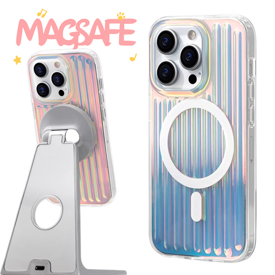 [MagSafe Compatible] Apple iPhone 15/Pro/Pro Max Colorful Striped Magnetic Shockproof Essentials Series Case