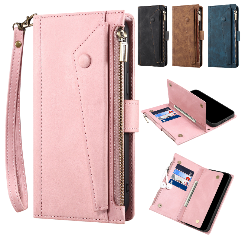 [With Lanyard][With Card Slot] Motorola Moto Edge (2021) Leather Zipper Shockproof Wallet Series Case - i-Station Mobile Phone & Electronic Device Repair and Accessories