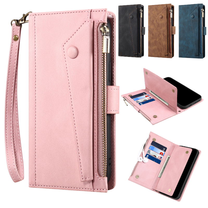 Load image into Gallery viewer, [With Lanyard][With Card Slot] Motorola Moto Edge 20 Lite Leather Zipper Shockproof Wallet Series Case
