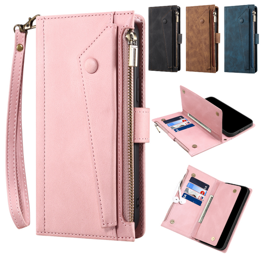 [With Lanyard][With Card Slot] Motorola Moto Edge 40/Neo Leather Zipper Shockproof Wallet Series Case