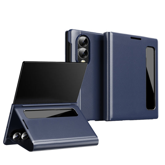 [With Card Slot] Samsung Galaxy Z Fold8/Ultra - Smart Window Allows Answering Calls Without Opening the Cover Leather Case