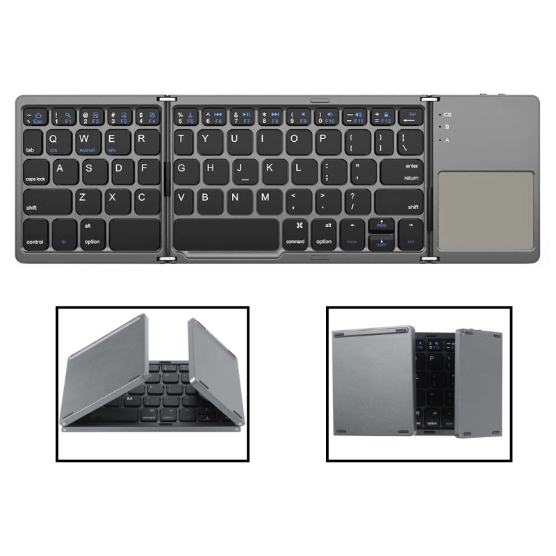 Load image into Gallery viewer, Ultra - Thin Portable Touchpad Wireless Bluetooth Tri - Fold Mini Keyboard (Compatible with Mobile Phones, Tablets, and Laptops)
