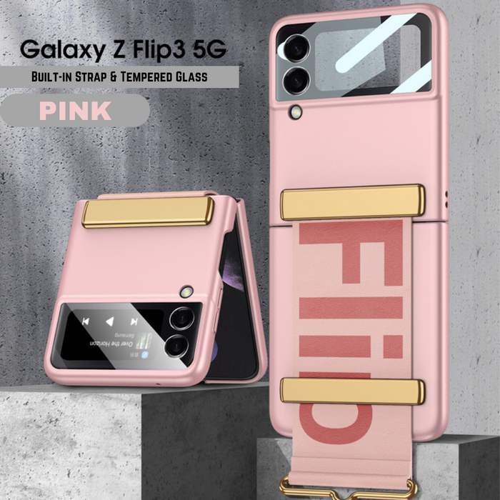 Samsung Galaxy Z Flip 4 5G (SM-F721) Full Protection Fashion Stand Case With Built-in Strap - i-Station