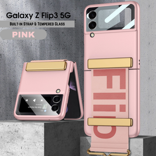 Samsung Galaxy Z Flip 3 5G (SM-F711) Full Protection Fashion Stand Case With Built-in Strap - i-Station