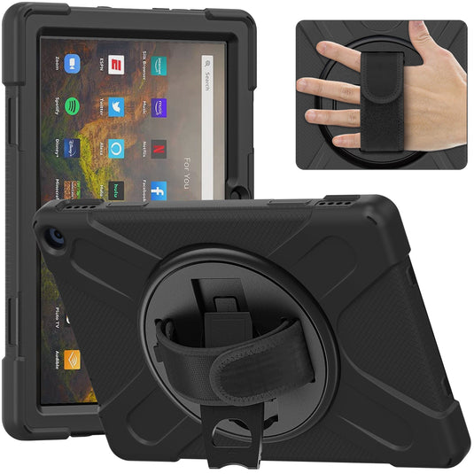 Amazon Fire HD 10 2021 & Fire HD Plus - Heavy Duty 360 Degree Rotate Stand Hand Strap Case - Polar Tech Australia