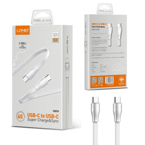 [1M][LC131C] LDNIO Type-C to Type-C USB-C 65W Super Fast PD Charging Cable - Polar Tech Australia