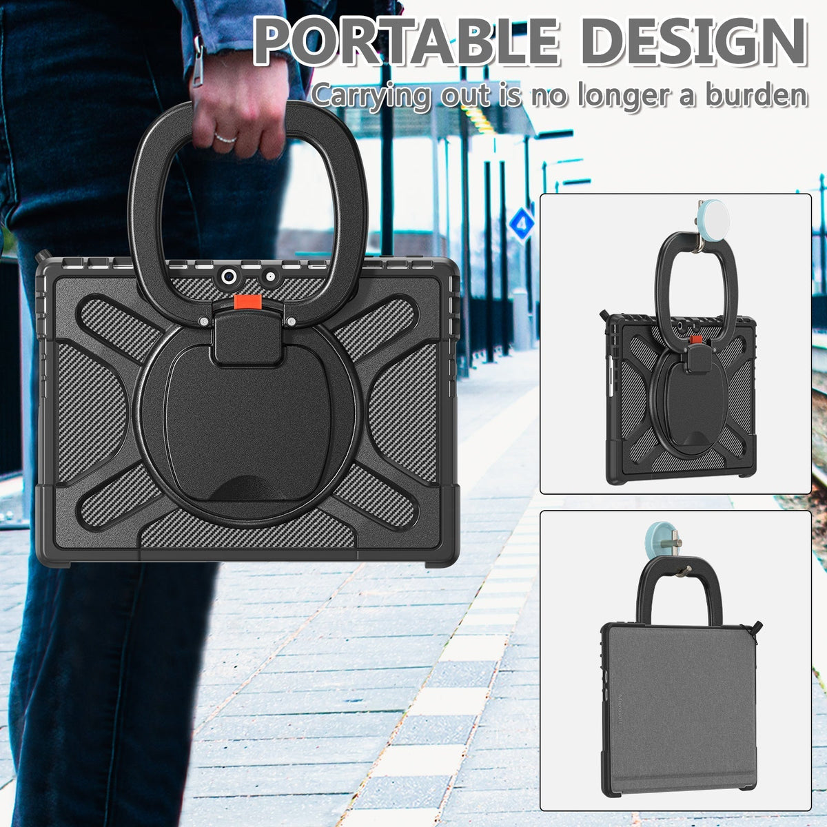 Microsoft Surface Pro 4/5/6/7/7 Plus - 360 Degree Rotate Shockproof Heavy Duty Tough Stand Case Cover With Pen Holder - Polar Tech Australia