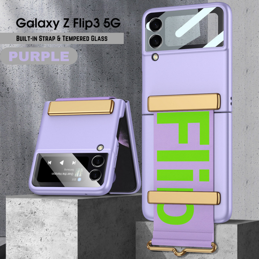 Samsung Galaxy Z Flip 3 5G (SM-F711) Full Protection Fashion Stand Case With Built-in Strap - i-Station