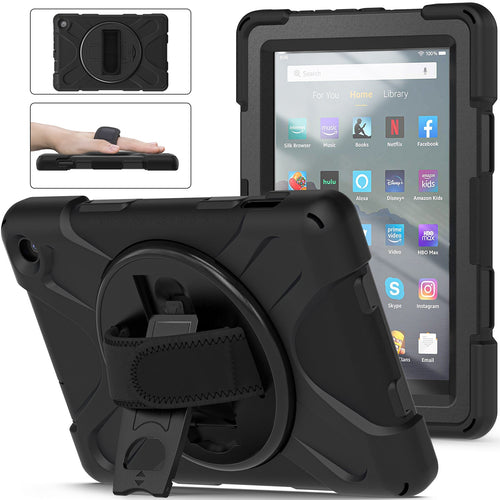 Amazon Kindle Fire 7 2022 Heavy Duty 360 Degree Rotate Stand Hand Strap Case - Polar Tech Australia