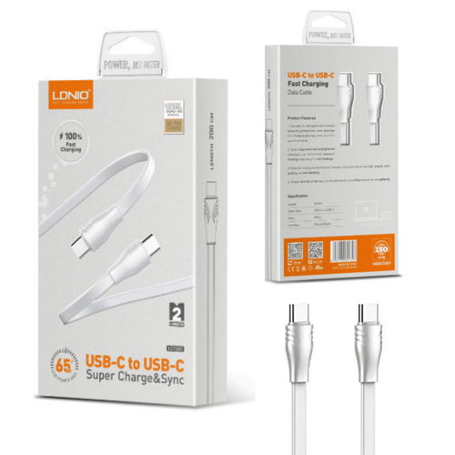 [2M][LC132C] LDNIO Type-C to Type-C 65W Super Fast PD Charging Cable - Polar Tech Australia