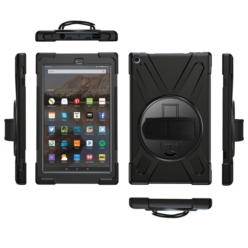 Load image into Gallery viewer, Amazon Kindle Fire 8 2022 Heavy Duty 360 Degree Rotate Stand Hand Strap Case - Polar Tech Australia
