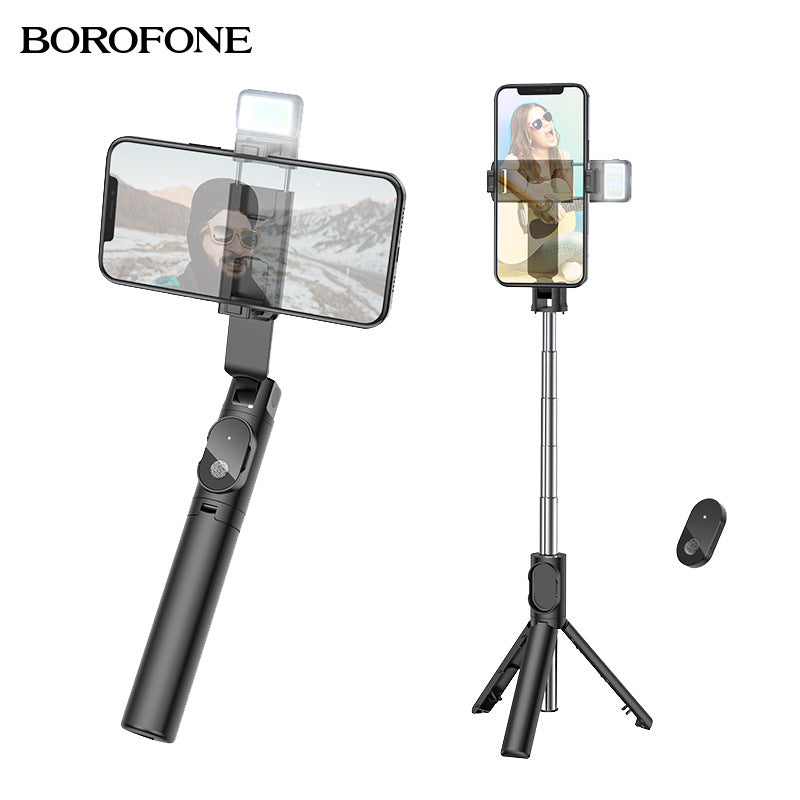 Load image into Gallery viewer, [BY8] BOROFONE Aluminum Alloy Dual Usage Selfie Stick &amp; Desktop Holder With Wireless Control &amp; Light - Polar Tech Australia
