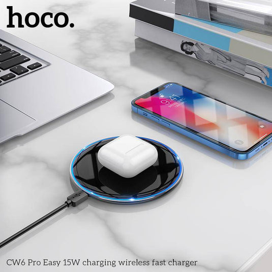 HOCO Ultra-Thin Easy Pro 15W Fast Wireless Charger Charging Pad (CW6 Pro) - Polar Tech Australia